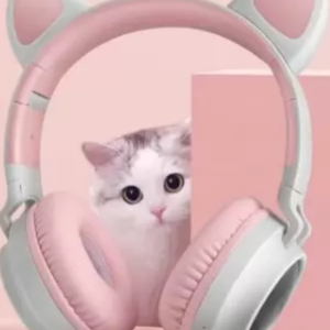 Fone de Ouvido Sem Fio Orelhas de Gato com 7 Cores de LED Headset de Gatinho Bluetooth - Exbom