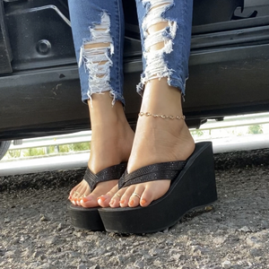 Aldo wedges by the side of the road sexy ripped jeans.mov